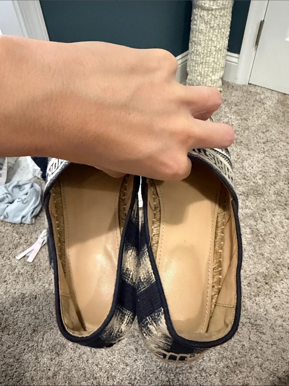 Dior Kids Navy and Cream Logo Espadrilles